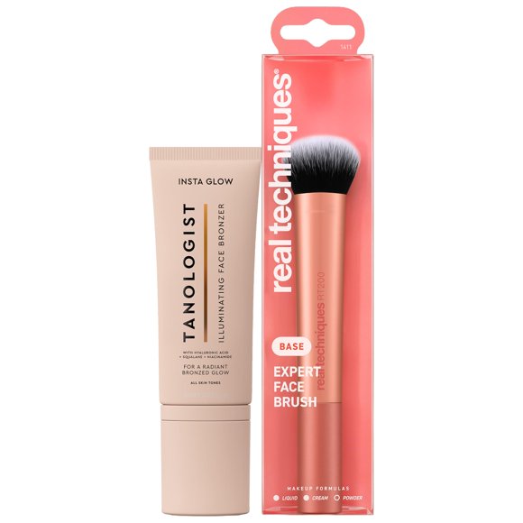 Set de Polvo Bronceador para rostro Tanologist + Pincel Real Techniques