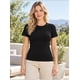 thumbnail image 2 of Polera Mujer Acanalada Manga Corta Cuello Redondo Negro, 2 of 6