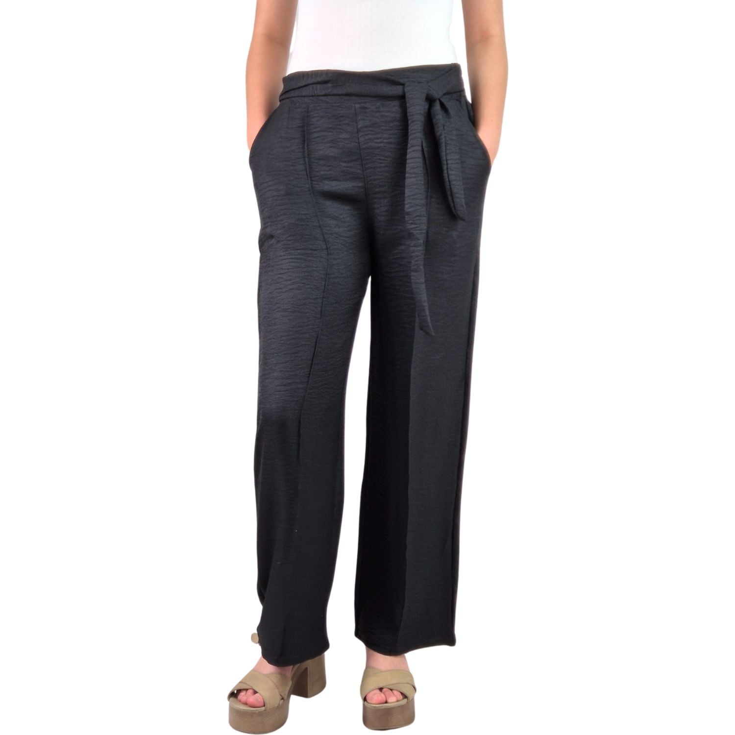 Likeshop - Pantalon Palazzo Mujer Tipo Lino Casual Semi Formal Tiro Alto 890