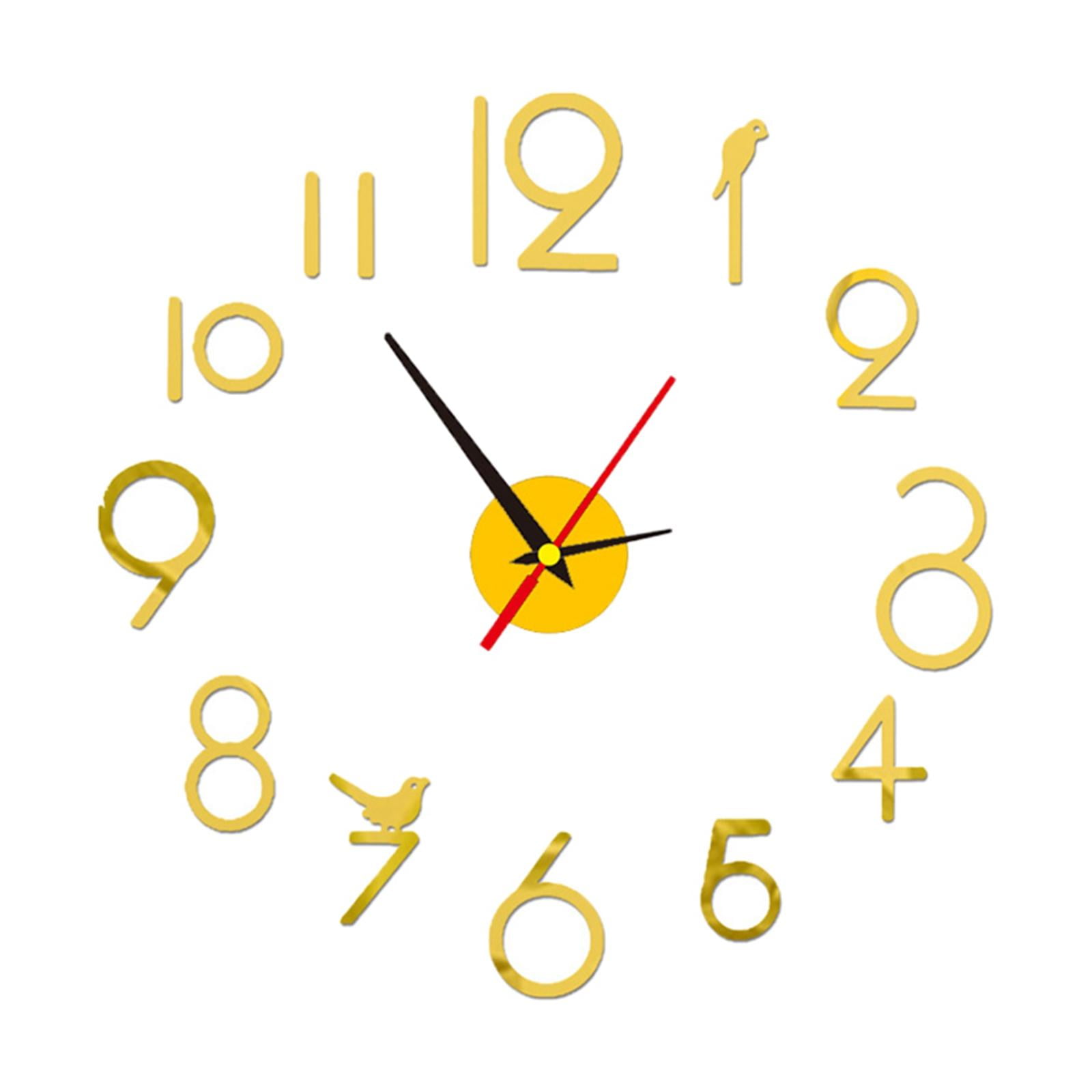 Bothyi - Reloj De Pared De Bricolaje Kit De Reloj De Bricolaje Grande Para Decoración De Sala De Estar Fácil De Montar Oro