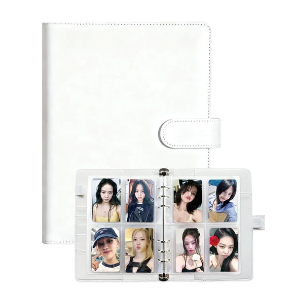 Carpeta para tarjetas Neffliwe A5 para fotos con 30 fundas, piel PU blanca