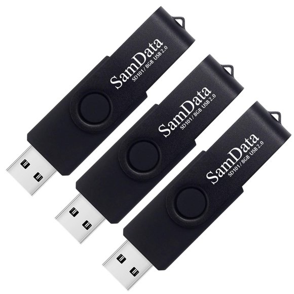 Memoria USB SamData 8 GB (paquete de 3) USB 2.0 negra