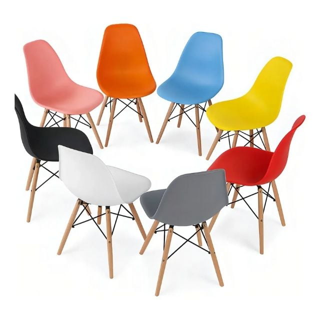 Genérico - Pack 4 Sillas Tipo Eames Moderna Plástica Madera Colores Variados Comedor Cocina Oficina Sillas Modernas Conjunto De Sillas 4 Colores Iguales