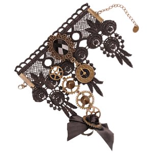 Magideal - Guantes Sin Dedos De Encaje Retro Para Mujer, Guantes Góticos, Anillo De Pulsera De Estilo Steampunk, Guantes Hechos A Mano Vintage