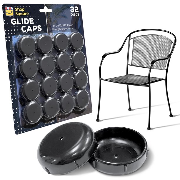 Tapones para patas de muebles Shop Square cuadrados de plástico negro de 1,5" - 32 unidades
