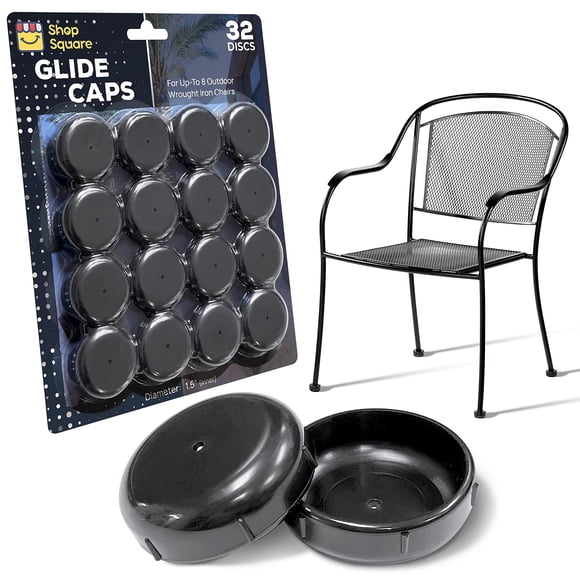 Tapones para patas de muebles Shop Square cuadrados de plástico negro de 1,5" - 32 unidades