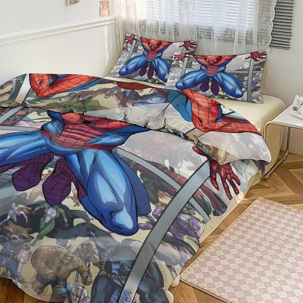 Juego De Ropa De Cama Con Estampado De Spiderman Funda Nórdica Y Fundas De Almohada De 3 Piezas Para Mujeres Hombres Y Adolescentes