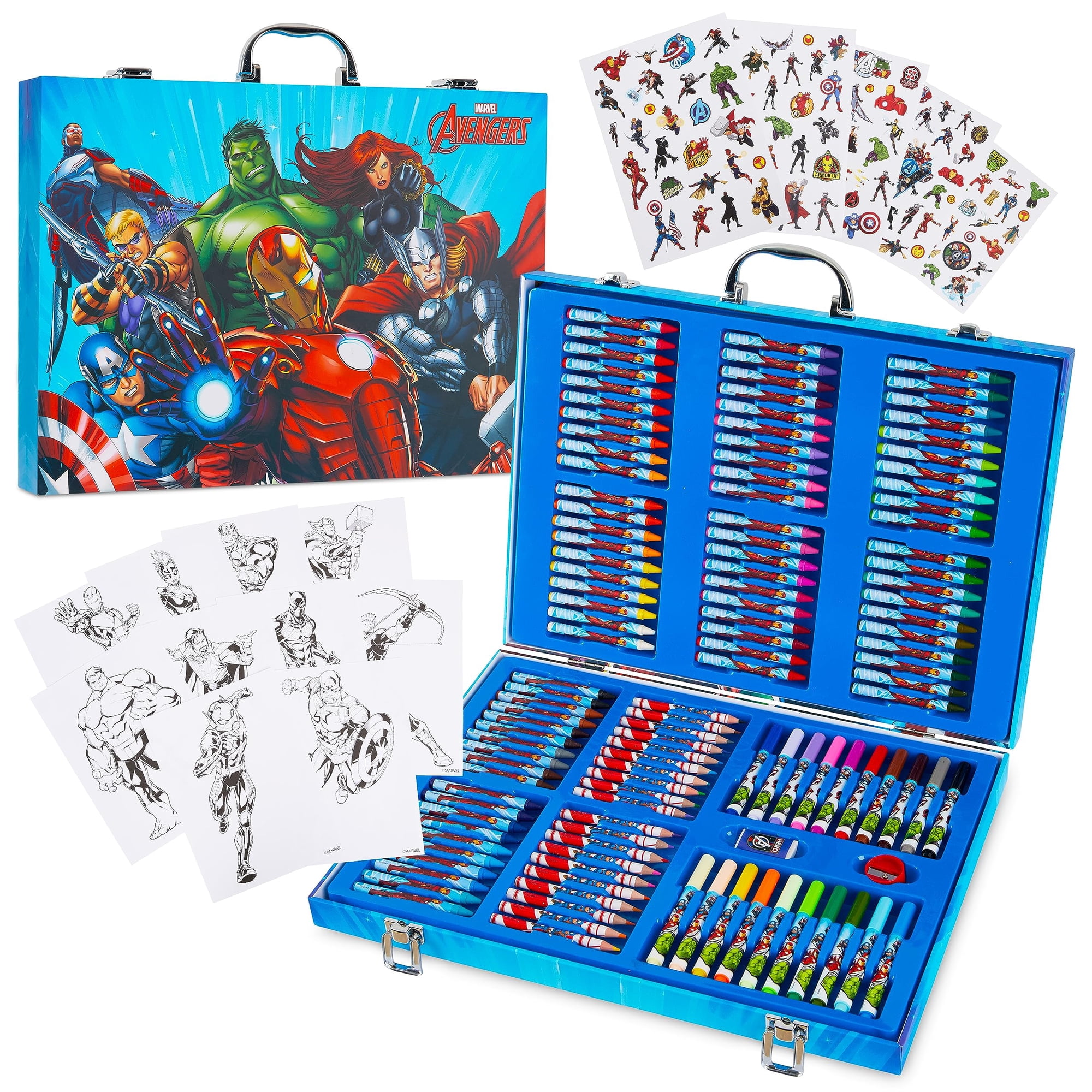 Estuche De Arte Marvel Avengers Con Lápices De Colores, Marcadores Y Crayones