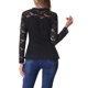thumbnail image 3 of Tops de encaje para mujeres con cuello cuadrado, manga larga, elástico, elegante, blusa casual con peplum, talla S, negro, 3 of 6