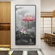 thumbnail image 1 of 1pc Canvas Oil Painting, Ink Style Pond And Pink Lotus, Hanging Wall Art, For Vertical Panoramic Entrance Home Decoration Painting, No Frame, 1 of 4