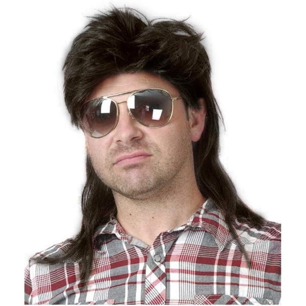 Peluca Kaneles Mullet para hombre, 70 y 80, color negro, elegante accesorio para fiestas