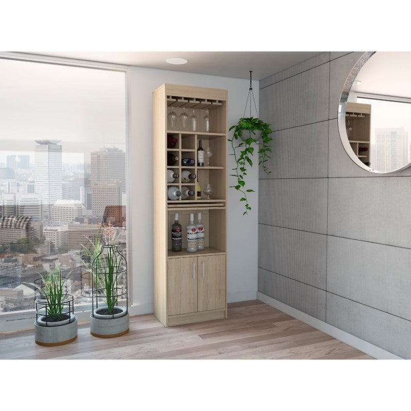 Tuhome - Bar Alto Syrah 180x51x32 Cm Rovere Con Portacopas