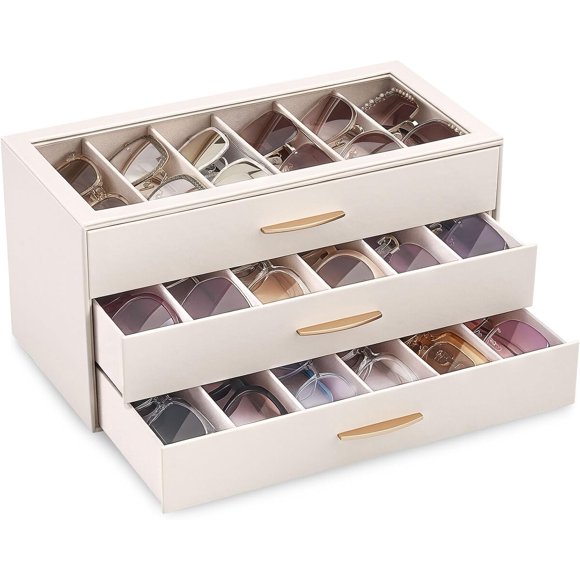 Lolalet Sunglasses Organizer Case for Women, Eyeglass Storage