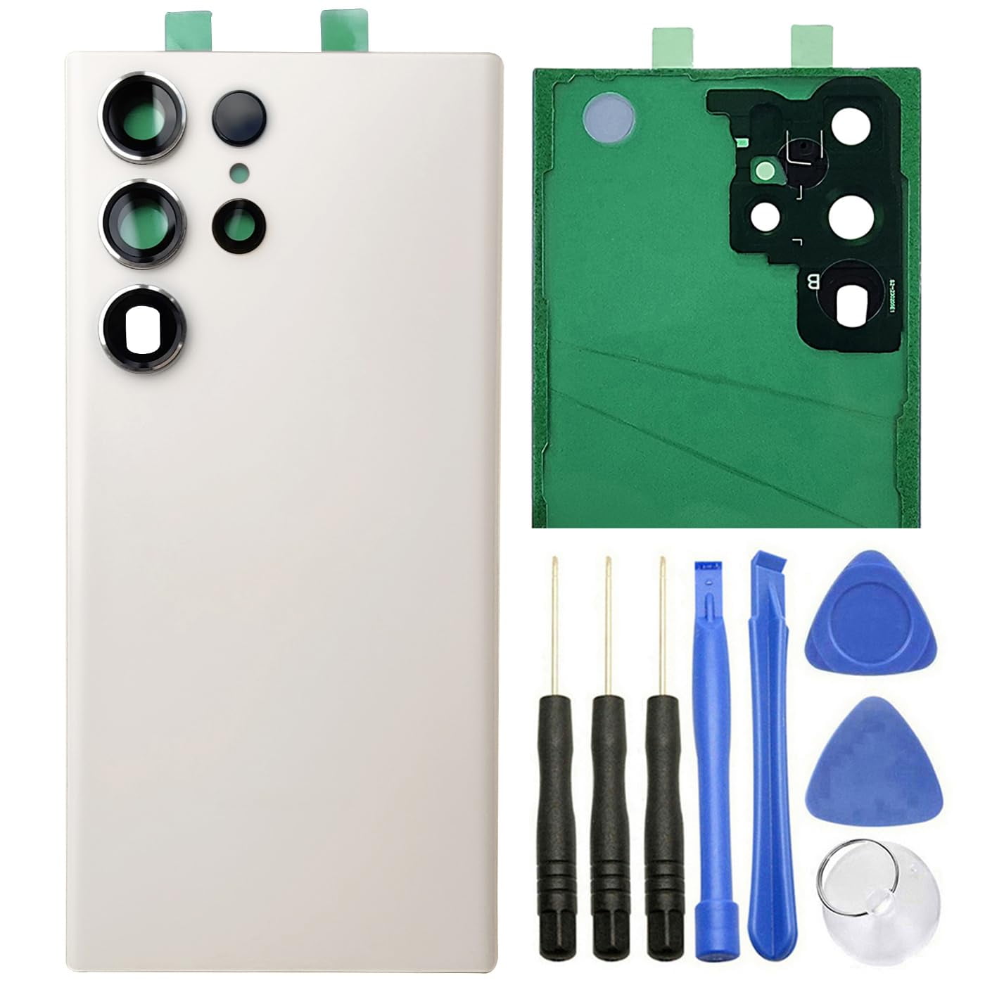 Ubrokeifixit - Reemplazo De La Tapa Trasera De Cristal Para Samsung Galaxy S23 Ultra Sm-s918w (6,8" 2023), Con Lente De Cámara (s23 Ultra-crema)