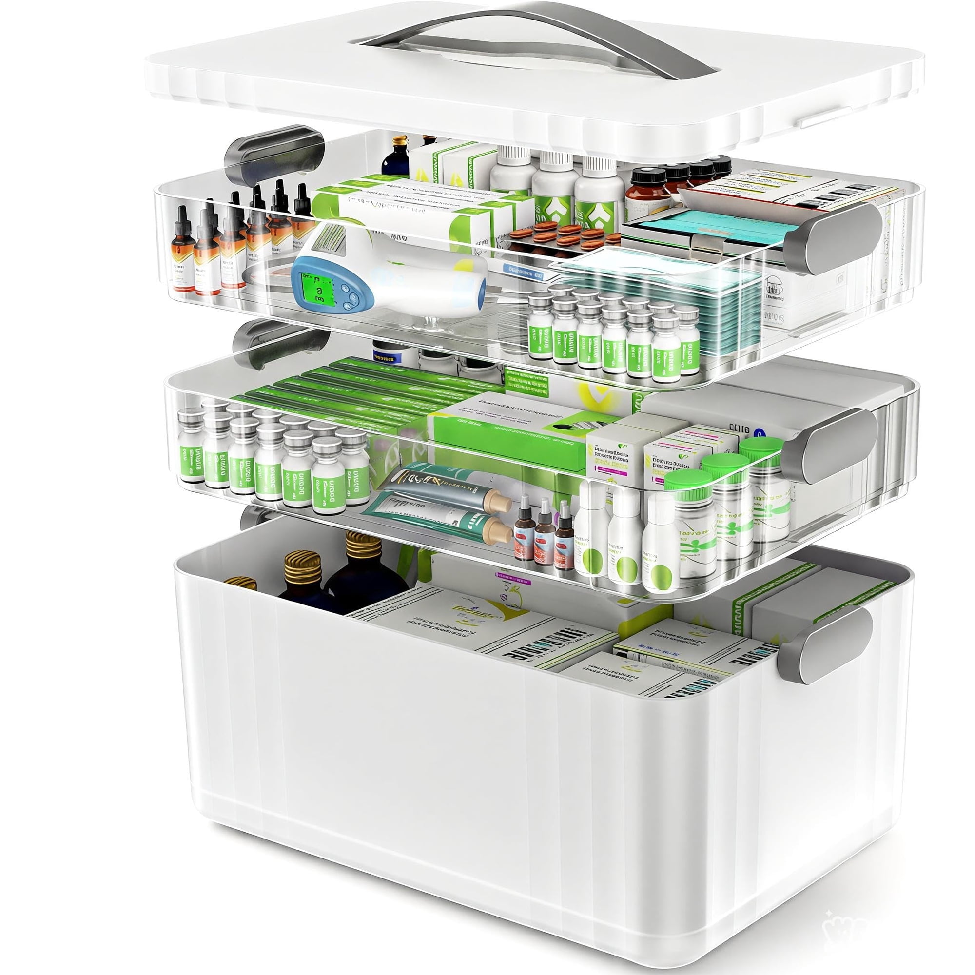 Organizador De Medicamentos Arstpeoe De 3 Niveles Con Mango De Plástico