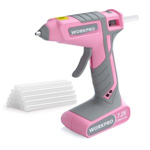 Pistola De Pegamento Termofusible Inalámbrica Workpro Rosa De 7,2 V Con 20 Barras De Pegamento