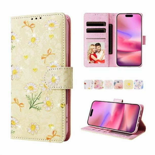 FOXDOCK Funda Tipo Cartera Floral para Samsung Galaxy A16 5G ,Funda con Tapa de Cuero PU, Protección Antigolpes con Ranuras para Tarjetas y Soporte