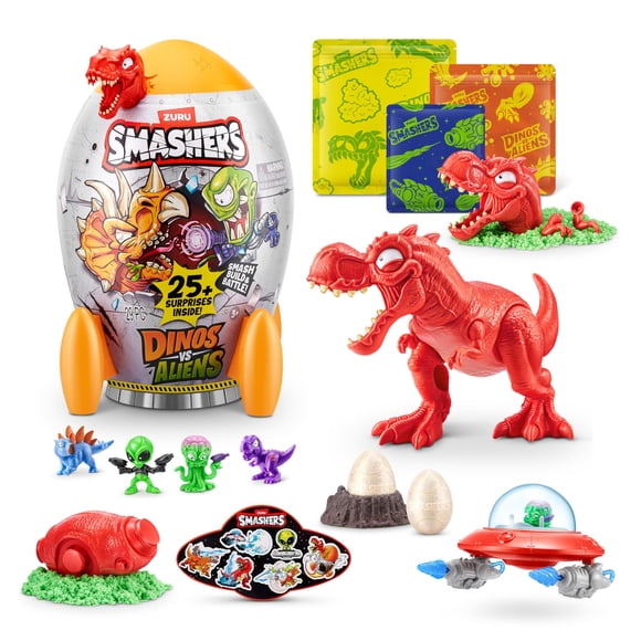 Huevo aplastable ZURU de Smashers Dino vs Aliens, tamaño mediano (T-REX)