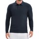 thumbnail image 1 of Polo de punto de manga larga para hombre, color sólido, estilo empresarial, talla L, azul oscuro, 1 of 6