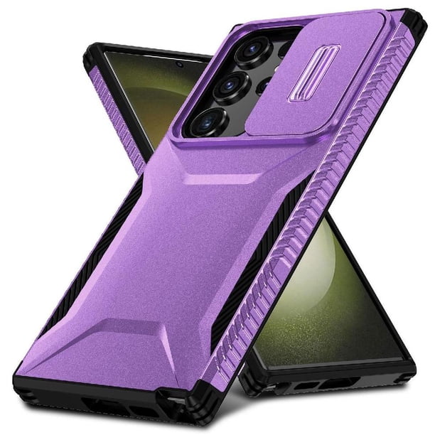 Funda Resistente para Samsung Galaxy S23 Ultra con Tapa Deslizante y Protección Militar Morado