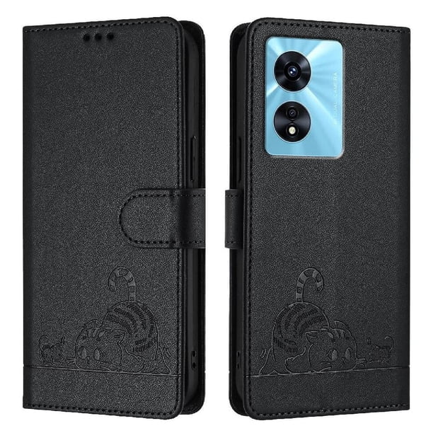 Funda tipo cartera FOXDOCK para REALME NARZO 50 5G con soporte, ranuras, RFID, diseño de gato