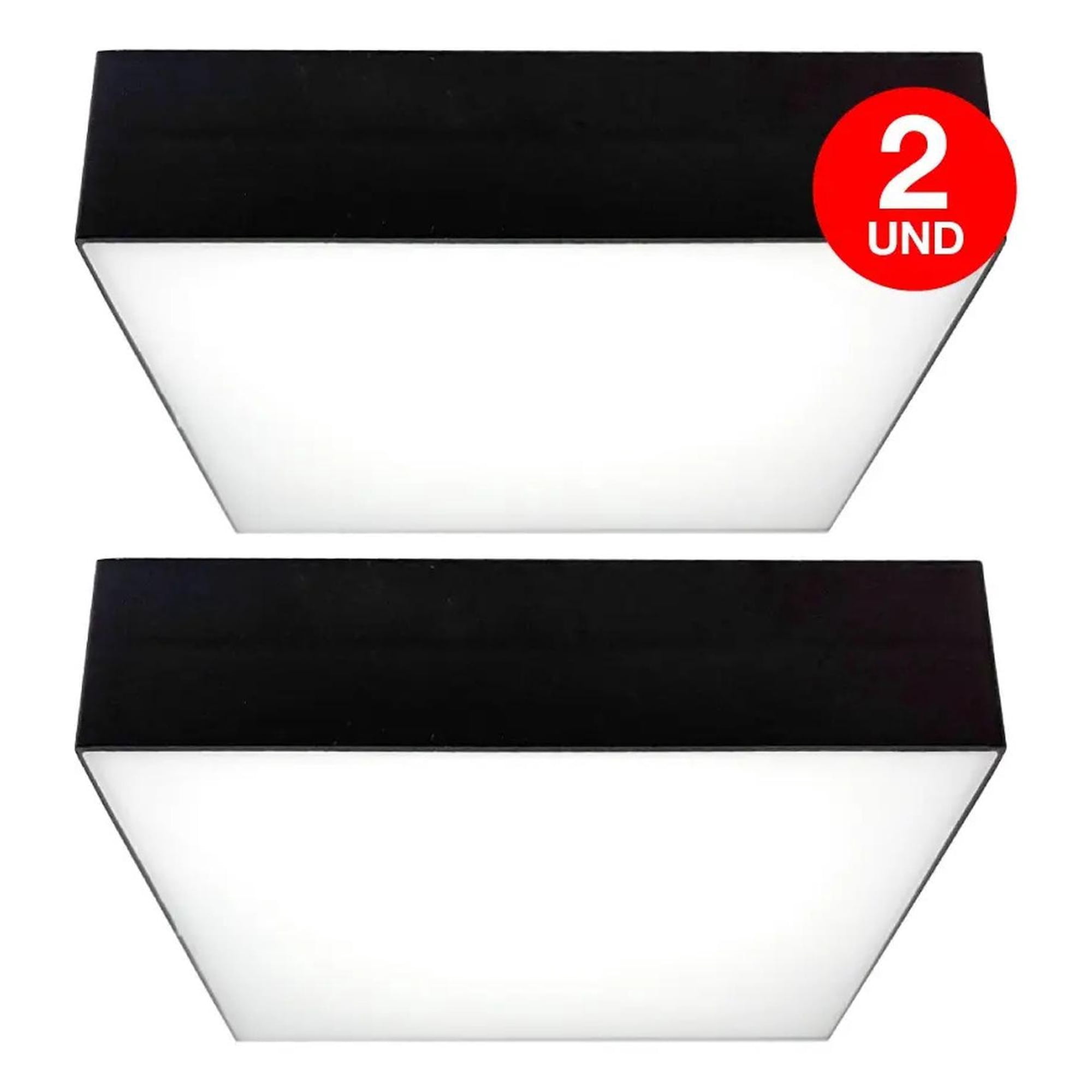 Drl - Pack 2 Plafon Panel Led Cuadr Sob Itd Decorativo 22w 6000k Negro