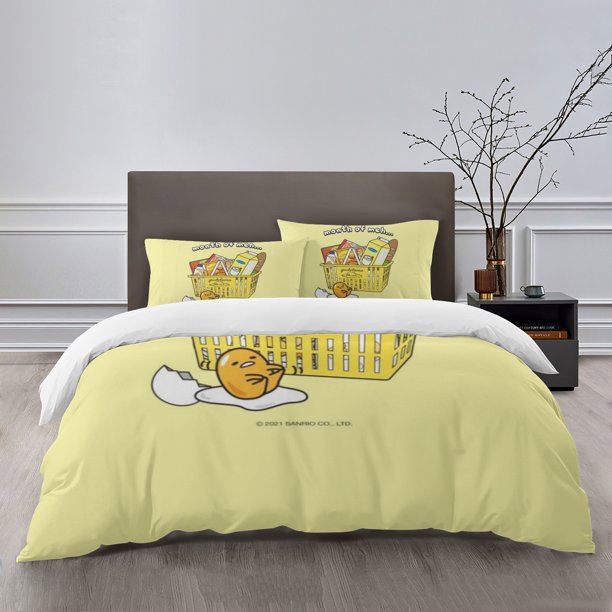 Gudetama Bedding Sets Bed Cartoon Duvet Cover Lightweight 3 Piece Bet Sets for Kids Boys Girls