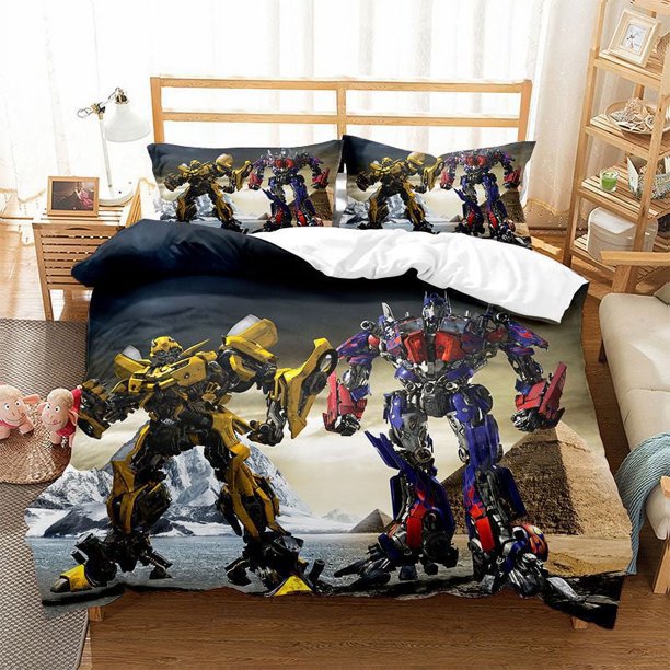Transformer 3 PCS Comforter Set with 2 Pillowcases,Trans_formers Bedding Set Sheet Set for Kids Adults,All Season Lightweight