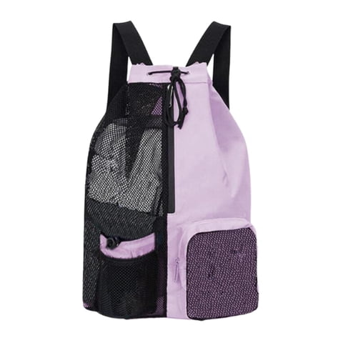 Ioensy - Mochila De Malla Con Cordón, Gran Capacidad, Plegable, Portátil, Ligera, Para Gimnasio, Color Morado
