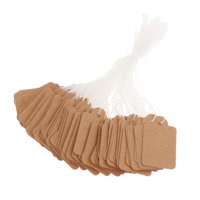 Ioensy - 100 Etiquetas De Papel Con Cuerda Adjunta, Etiquetas Colgantes De Precios Para Cumpleaños, Kraft De 25X15Mm