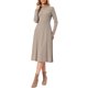 thumbnail image 2 of INSPIRE CHIC Vestido Midi de Punto Acanalado para Mujeres Cuello Alto Manga Larga Vestidos Línea A XS Marrón Claro, 2 of 6