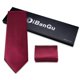 thumbnail image 2 of Conjunto de corbata y pañuelo con bolsillo DiBangu Solid Wine Red Silk para hombre, 2 of 5