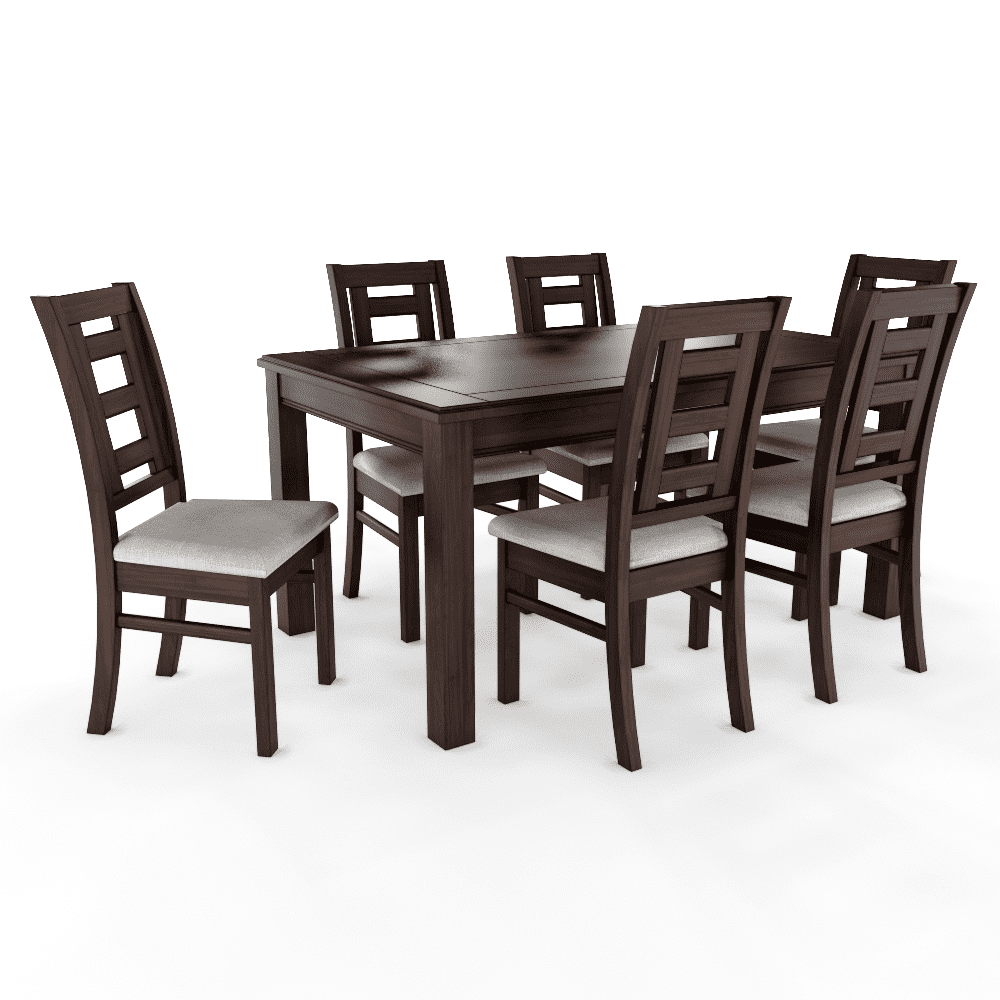 Muebles Insignes - Juego De Comedor Sevilla 6 Sillas Chocolate Mesa Rectangular Madera