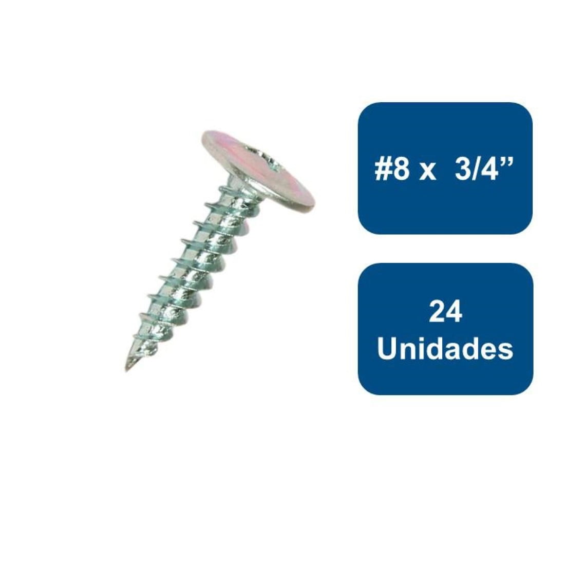 Rukafe Basics - Tornillo Cabeza Lenteja Punta Fina #8 X 3/4" 24un.