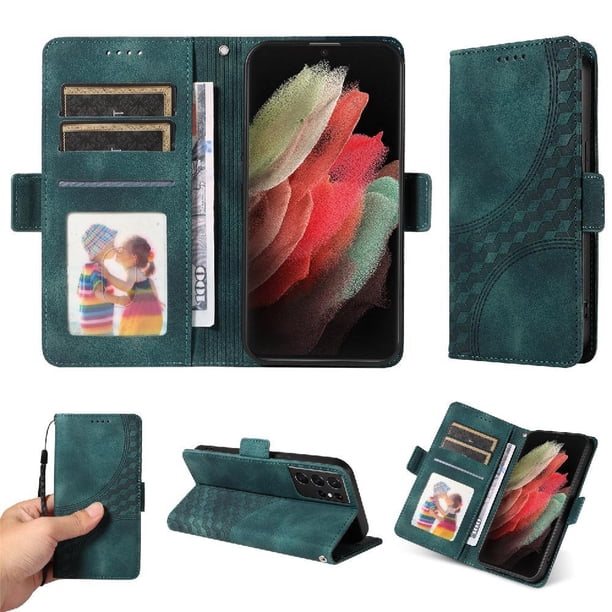Carcasa FOXDOCK Samsung Galaxy S21 Ultra de cuero PU, diseño acolchado clásico, protección contra caídas y rayones