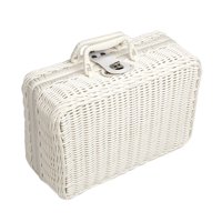 Magideal - Caja De Cesta Tejida Para Organizar, Cesta De Mimbre Para Picnic, Cesta De Almacenamiento De Ratán Para Guardería, Armario De Bebé, Pañales, Juguetes Blanco