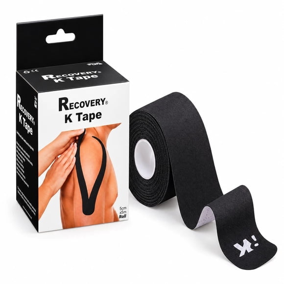 K Tape Recovery Negro 5 cm x 5 m – 20 Tiras Precortadas