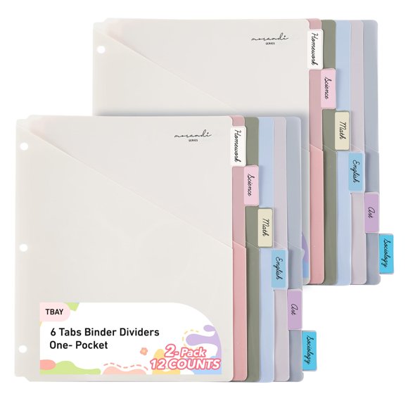 Separadores Tbay 6 Pestañas - Pack de 2 en Colores Morandi