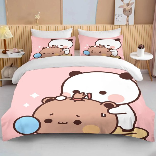 v2308 Bed Sheets New Bubu Dudu Cartoon Cute Bear Kawaii Christmas Gift King Twin Double Boys Bedding Set Microfiber or Polyester Duvet Cover Set 3-Piece Bedding Set (1 Duvet Cover + 2 Pillow Shams) Be