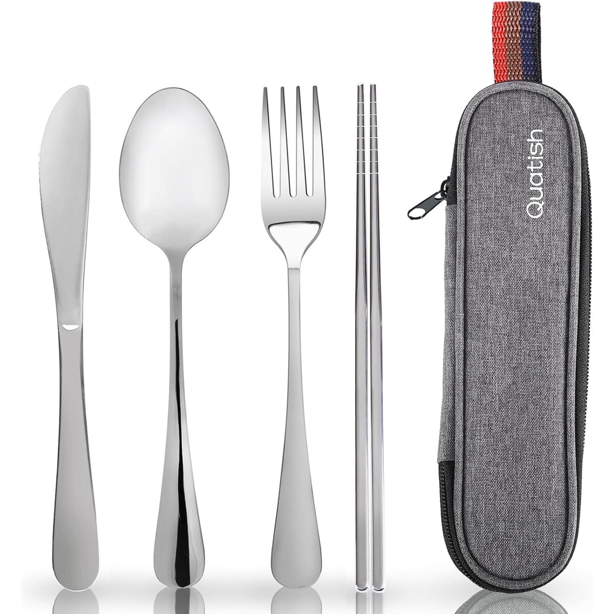 Set Cubiertos Quatish 5 Piezas Acero Inoxidable Con Estuche