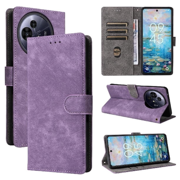 Funda Billetera para TCL 50 NxtPaper 5G con Soporte - Cartera de Cuero con Ranuras Morado
