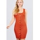 thumbnail image 1 of Vestido Mini Tejido sin Mangas con Cuello Cuadrado Profundo y Botones, 1 of 5