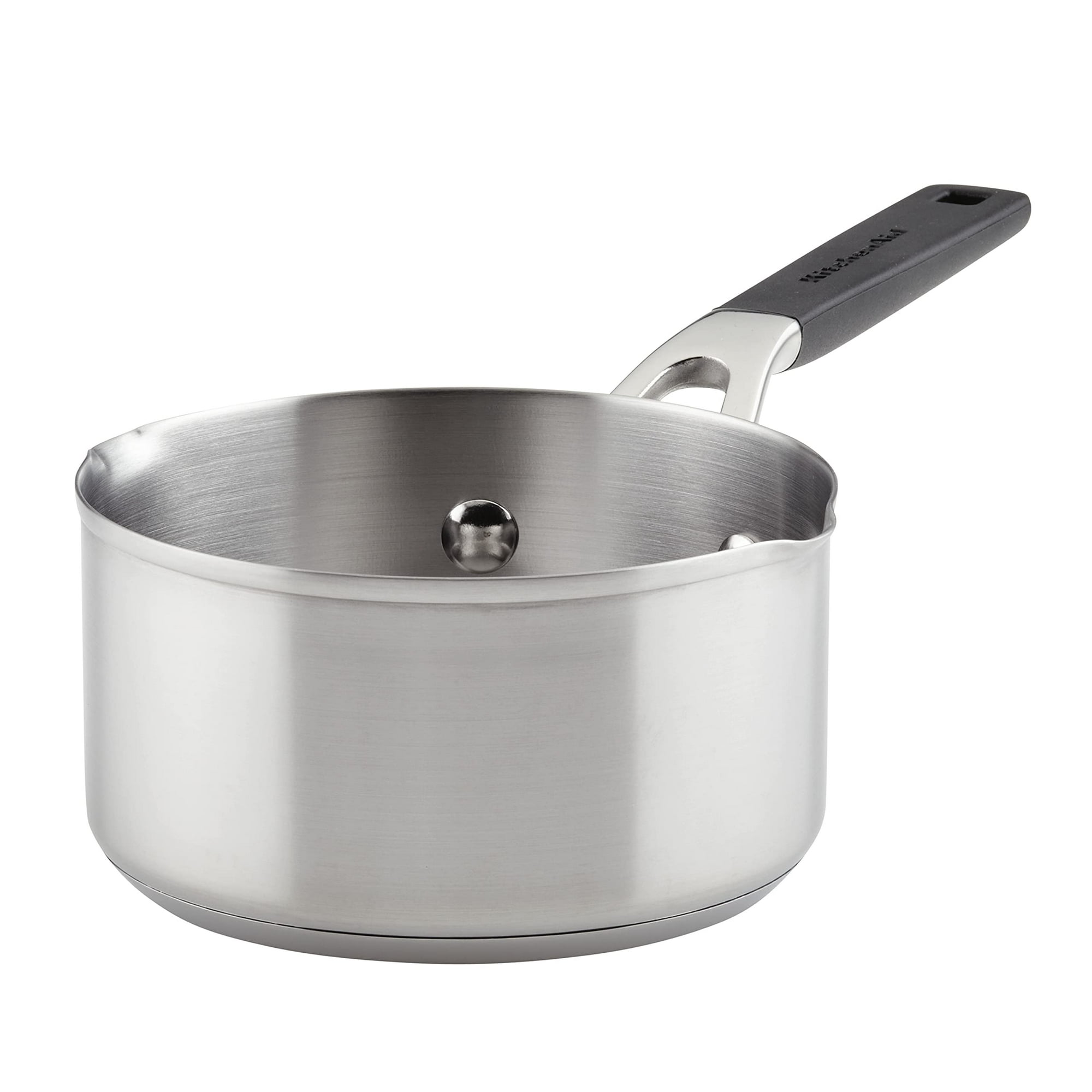 Cacerola Kitchenaid De Acero Inoxidable Cepillado De 1 Litro Con Caños