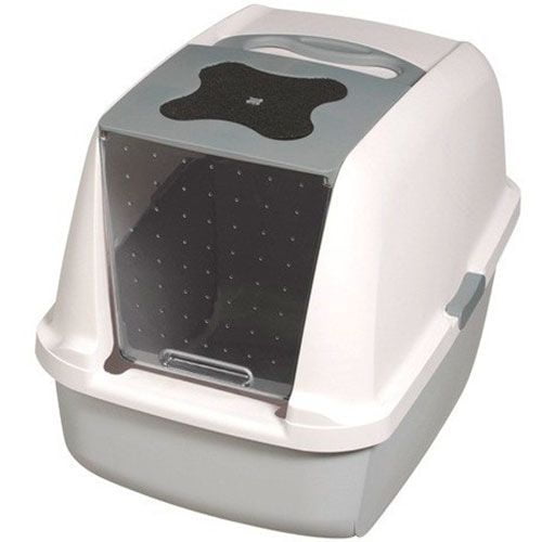 Catit Baño Arenero Cerrado Gato Cubierta, Color Gris