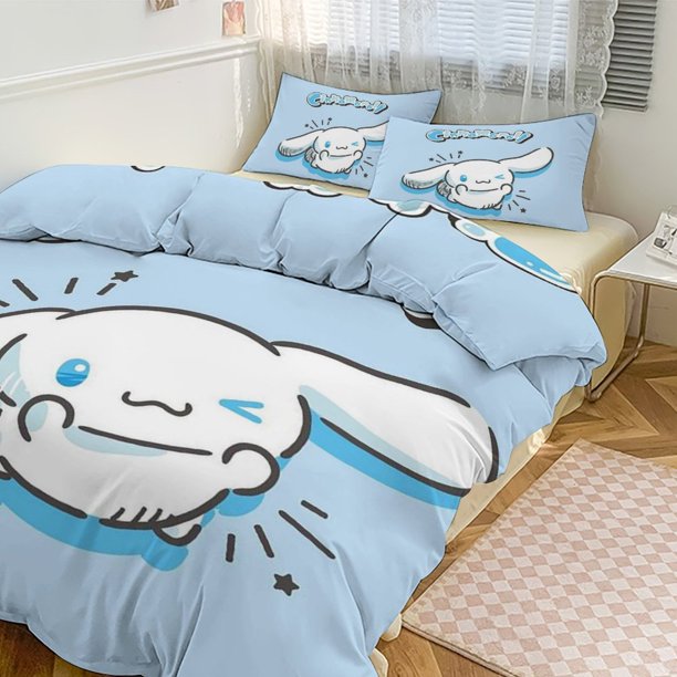 Cute Cinnamoroll Cartoon Duvet Cover Set Bedding Set 1 Duvet Cover And 2 Pillowcases 3D Cartoon Dog Printed Comfortable And Ultra Soft Bed Set Room Decor for Bedroom