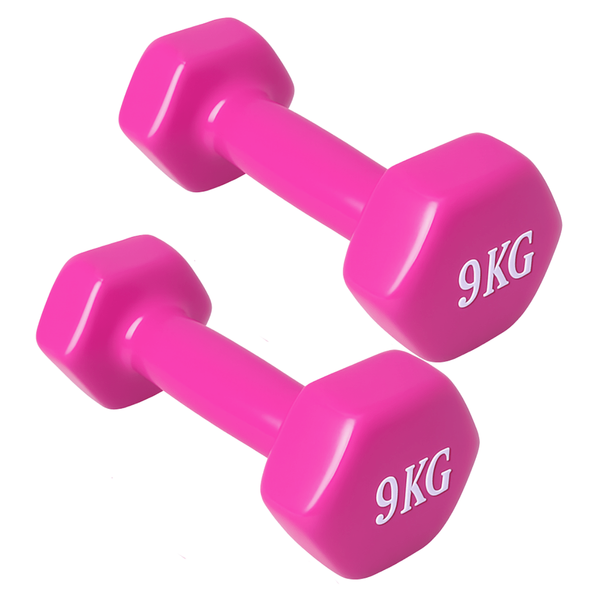 Linea Sport - Par De Mancuernas 9 Kg C/U Total 18 Kg Hexagonales De Vinilo