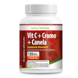 Aminas Nutrición - Vit C + Cromo + Canela 120 Cáps. 600 Mg- Ansiedad Por Carbohidratos - Metabolismo - Resistencia A La Insulina