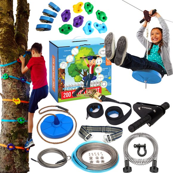 Kit de tirolesa Hyponix Zip Lines de 200 pies para niños y adultos