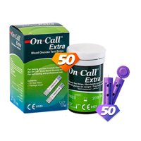 Topmedic - 50 Cintas Reactivas Glucómetro Oncall Extra + 50 Lancetas