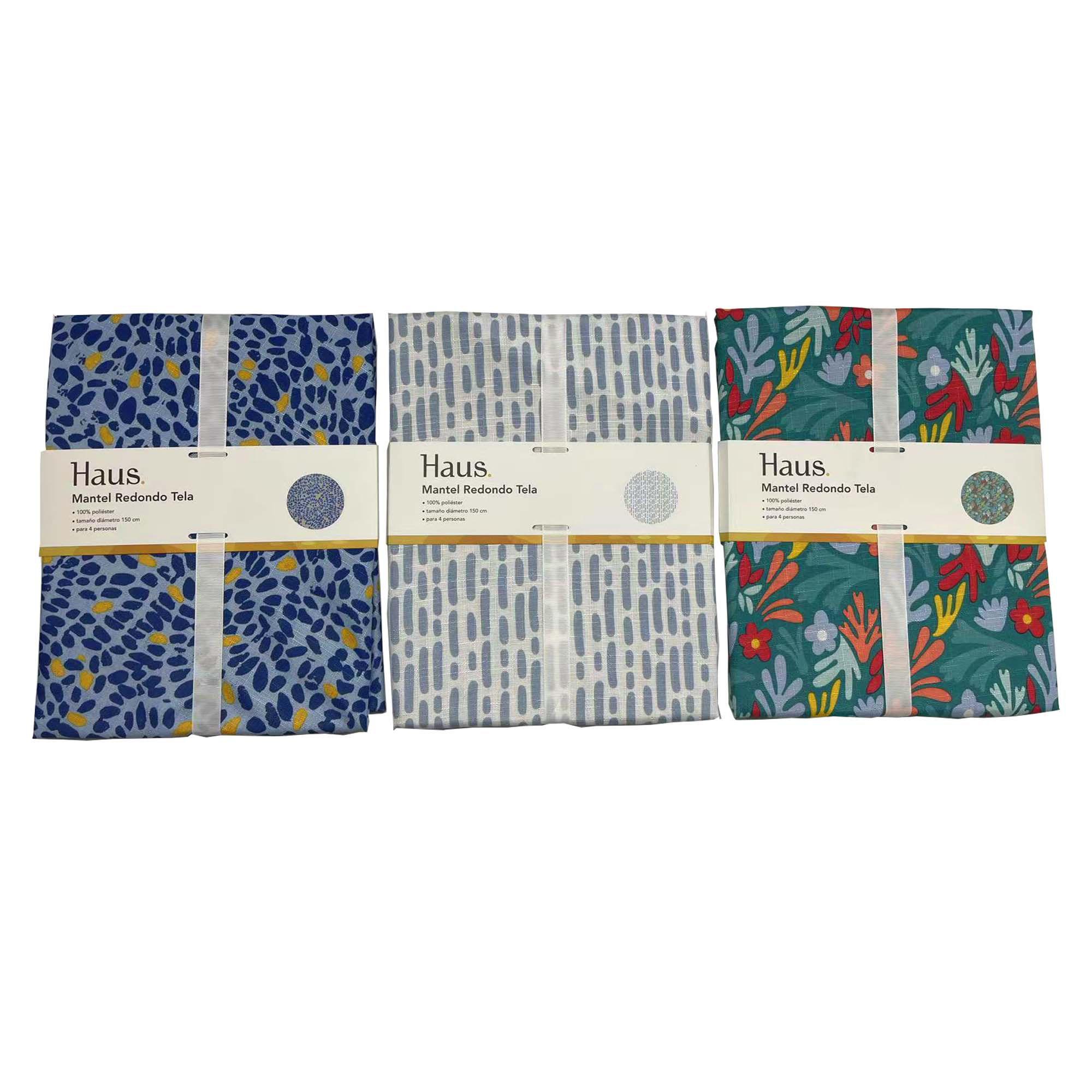 Mantel Estampado Redondo Poliester 150x150 Haus